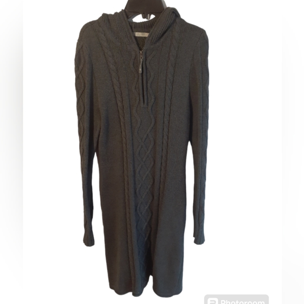 Athleta Hut to Hut cable knit cotton/cashmere blend hoodie sweater dress